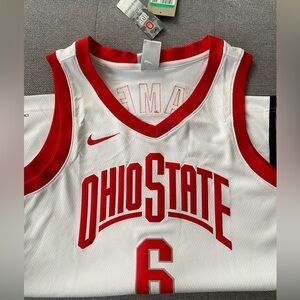 Nike LeBron James White and Red Basketball Jersey